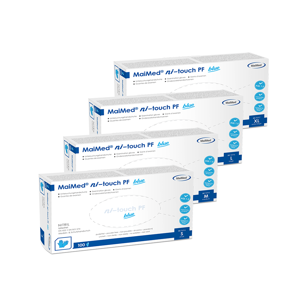 MaiMed® n/-touch PF blue – Nitril Einmalhandschuhe, 100 Stück