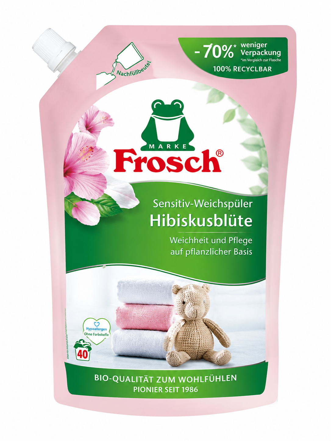 Frosch Sensitiv-Weichspüler Hibiskusblüte – 1.000 ml Nachfüllbeutel