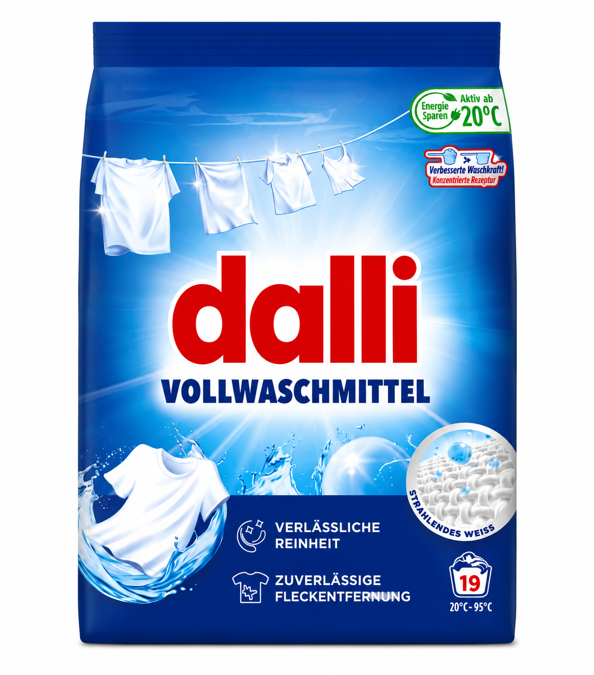 dalli Vollwaschmittel Pulver – 0,95 kg, 19 Waschladungen